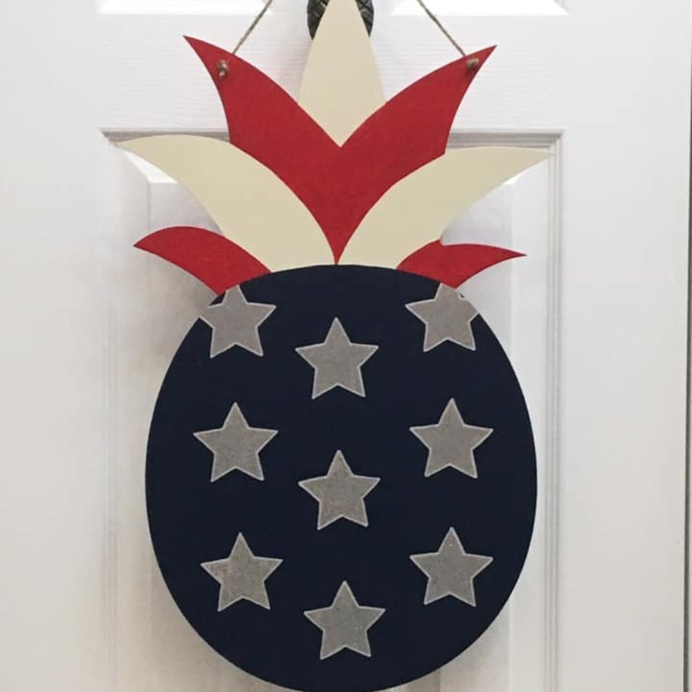 Patriotic Wooden Pineapple Door Hanger/Wreath